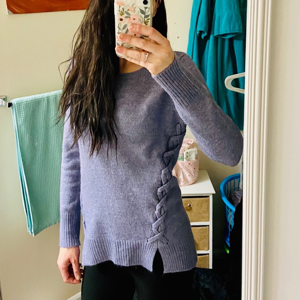 Olivia Sky Sweater w/ Braided Detail